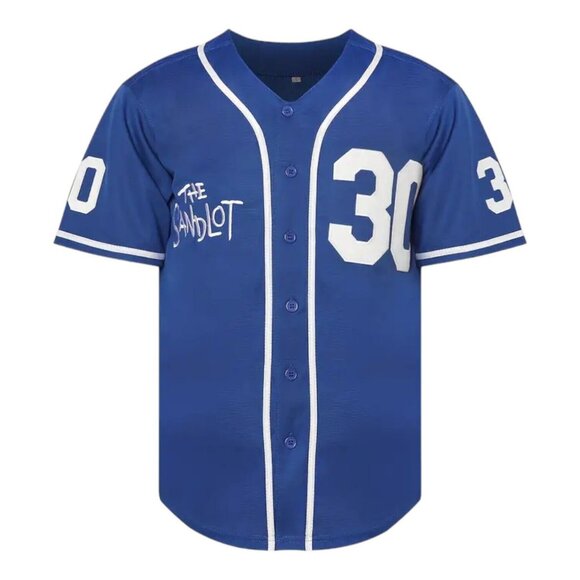 Sandlot Baseball Jersey Benny The Jet Rodriguez #30 Dodger Blue Stitched - Picture 2 of 7